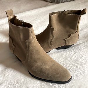 Zara taupe suede western booties, size EU 7m/US 6.5m worn 3x, great condition